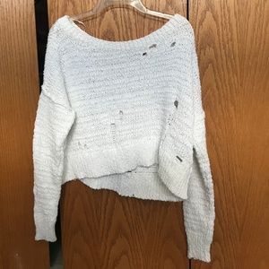 Ripped Boat Neck Sweatshirt